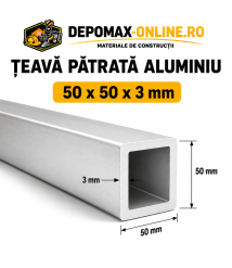 Teava patrata aluminiu 50 x 50 x 3 mm, 6 metri (EN AW-6060)